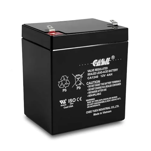 Casil 12V 4AH Sealed Lead Acid Battery for Alarm Systems and Security Back Up (12V 4AH) 7npn5
