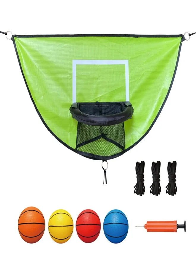 XATAMIO Trampoline Basketball Hoop Set with Pump and 4 Mini Balls (Green, Universal Fit) 9smgv