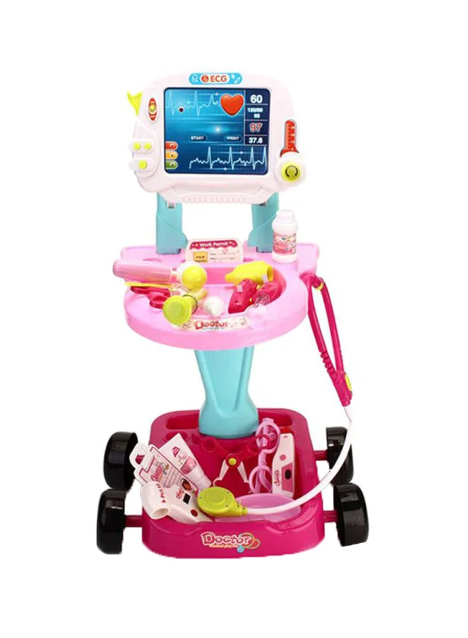 CYTHERIA Doctor Pretend Playset with ECG Screen Trolley (17-Piece, 41x32x58cm) koy7s