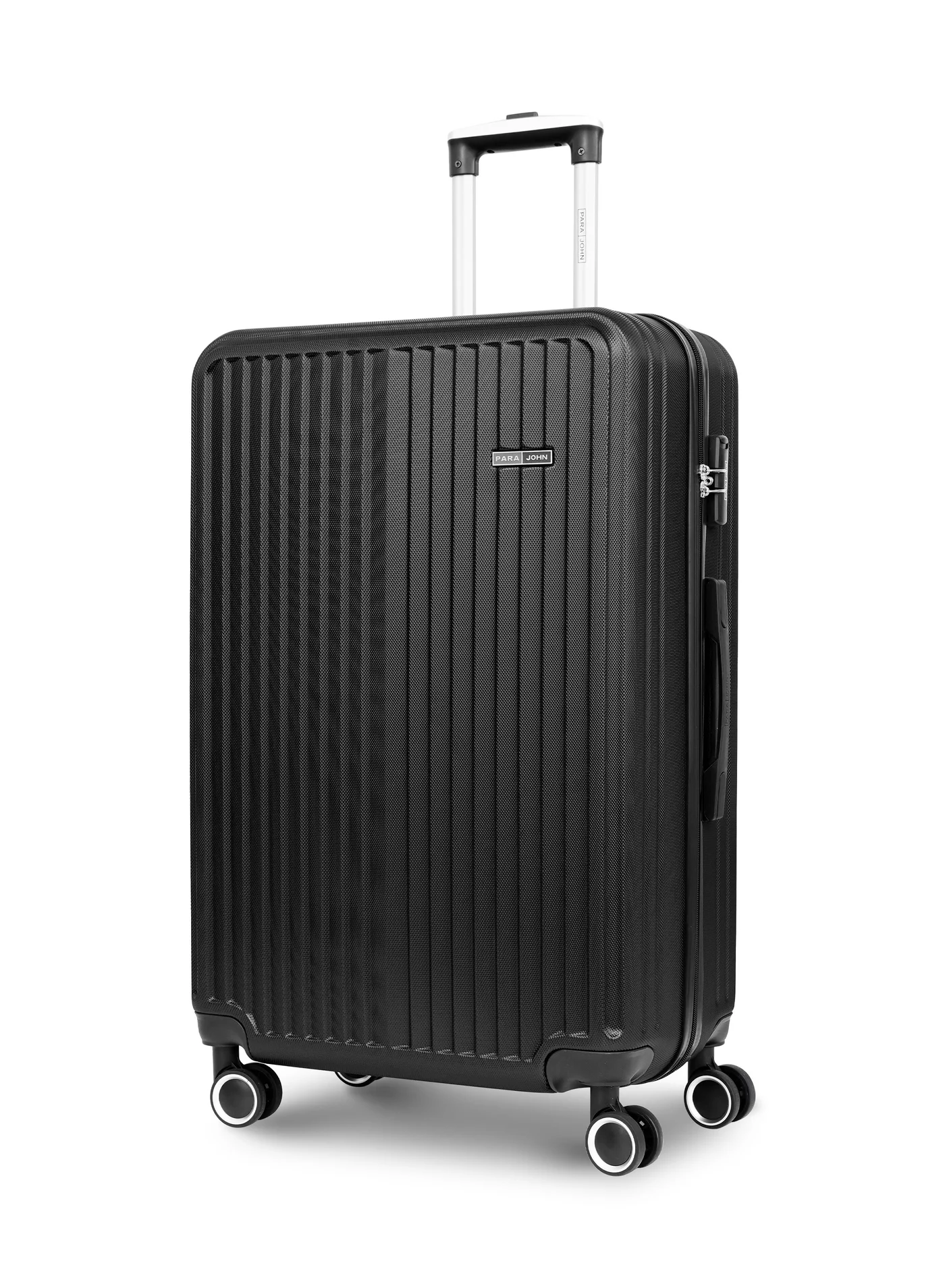 PARAJOHN Hardside Spinner Luggage Trolley, Lightweight ABS Suitcase with 4-Wheel Rolling System (Black, 28 Inch) 3da7l