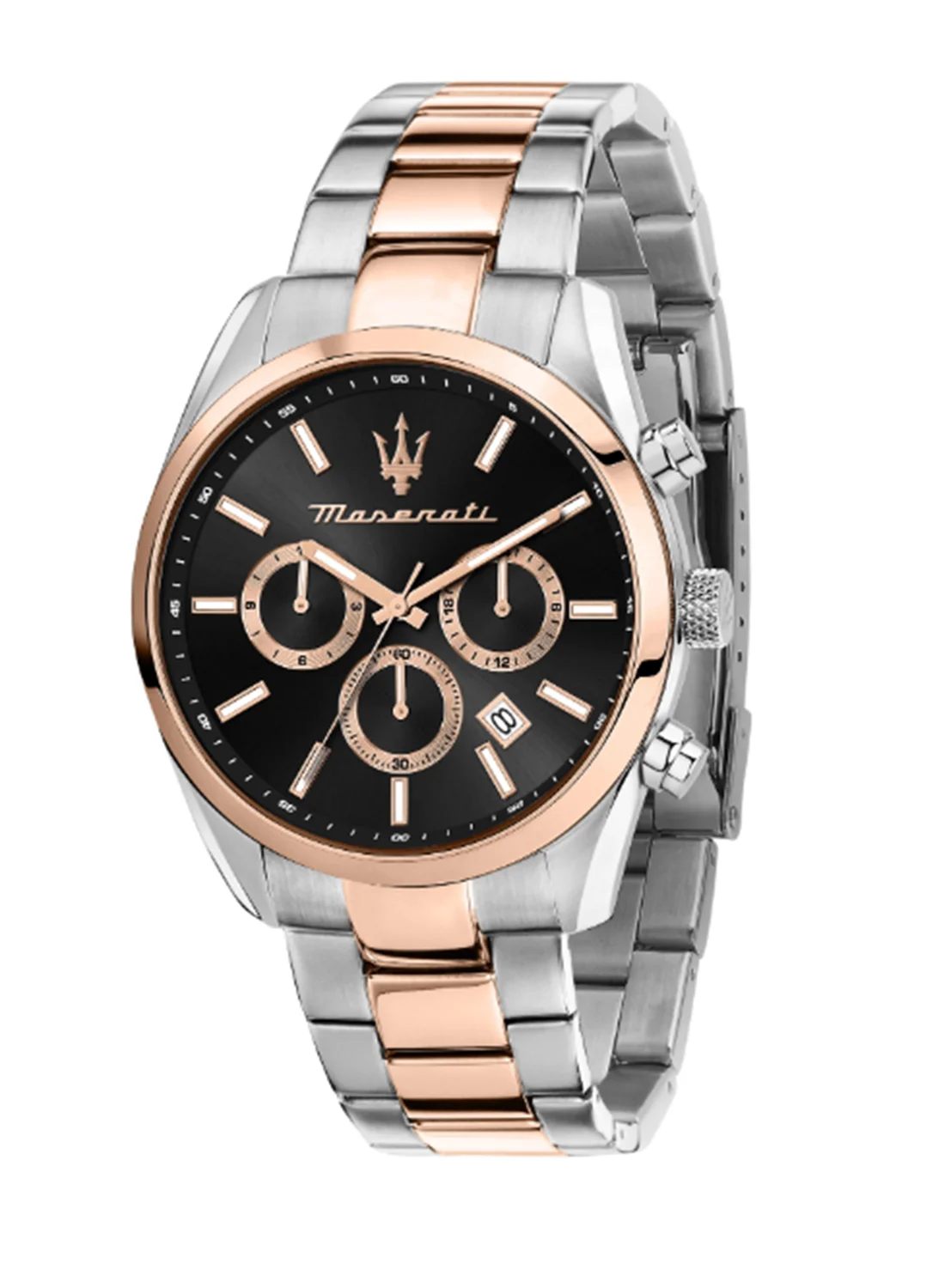 Premium Men's Sunray Dial Rose Gold Stainless Steel Watch (Black, 43 mm) gn21x