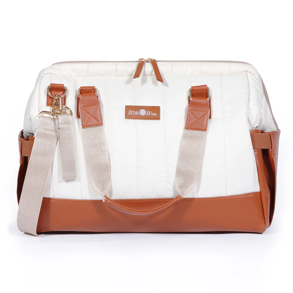 Milk & Moo Quilted Tote Diaper Bag, Water Resistant Vegan Leather, Large Capacity Travel & Hospital Bag (40x30x15 cm) ogrzg
