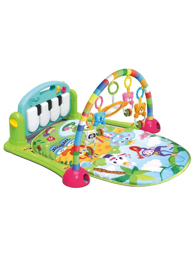 HUANGER Deluxe Piano Fitness Mat Educational Play Activity Center with Music Lights and Hanging Toys (70x53x44cm) mk6eu
