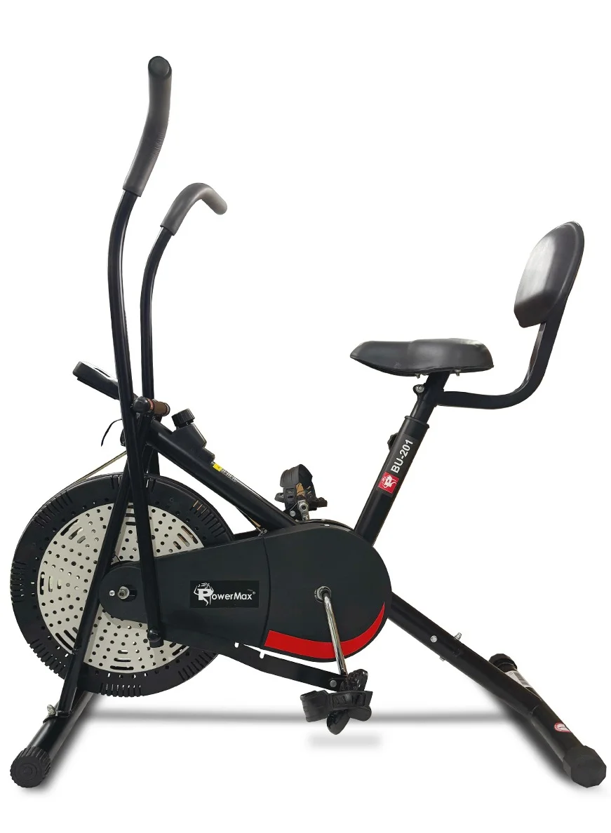 Premium Dual Action Air Bike Exercise Cycle for Home Gym Workout with Adjustable Cushioned Seat and Non-Slip Pedals (120kg Capacity) dv759