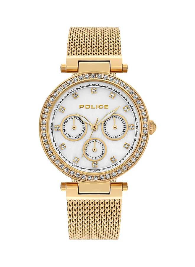 Premium Round Stainless Steel Chronograph Wrist Watch for Women (Gold, 36 mm) l8s5o