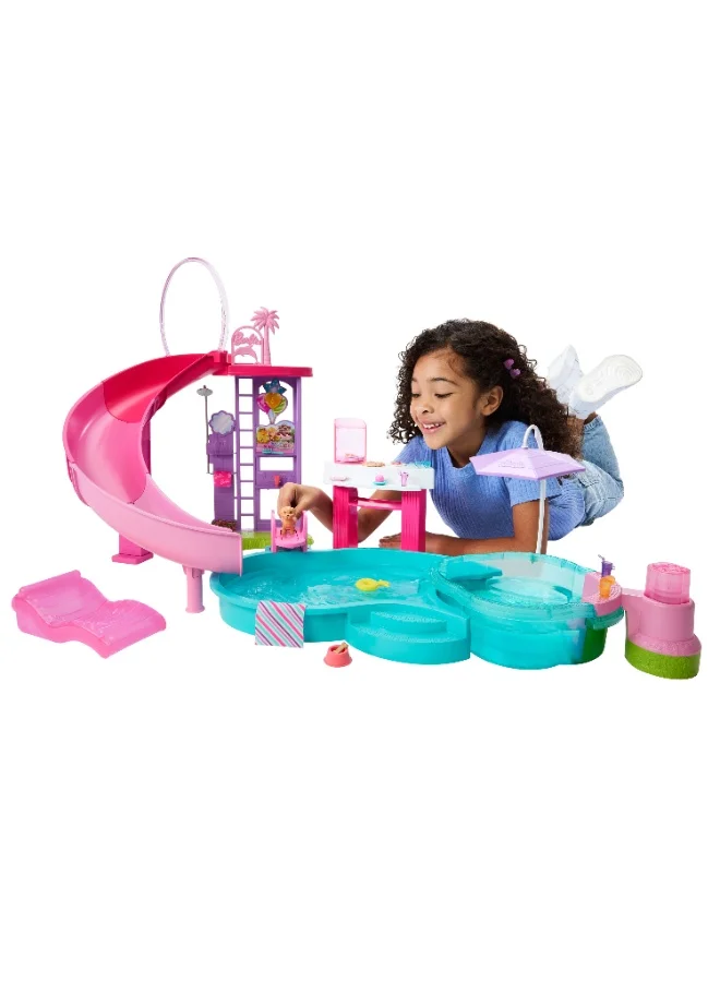 Fashion Doll Dream Pool Playset with Slide and Hot Tub (20+ Accessories, 6 Play Areas) wtuxu