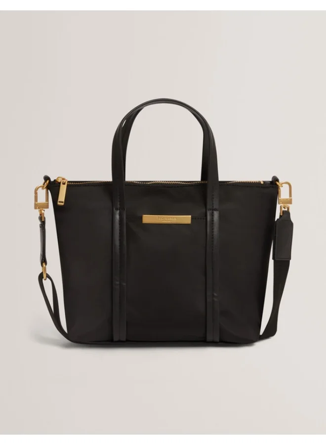 Premium Nylon Mini Crossbody Tote Bag Lightweight Casual Handbag for Women (Black, 20cm x 15cm x 8cm) 4i2ig