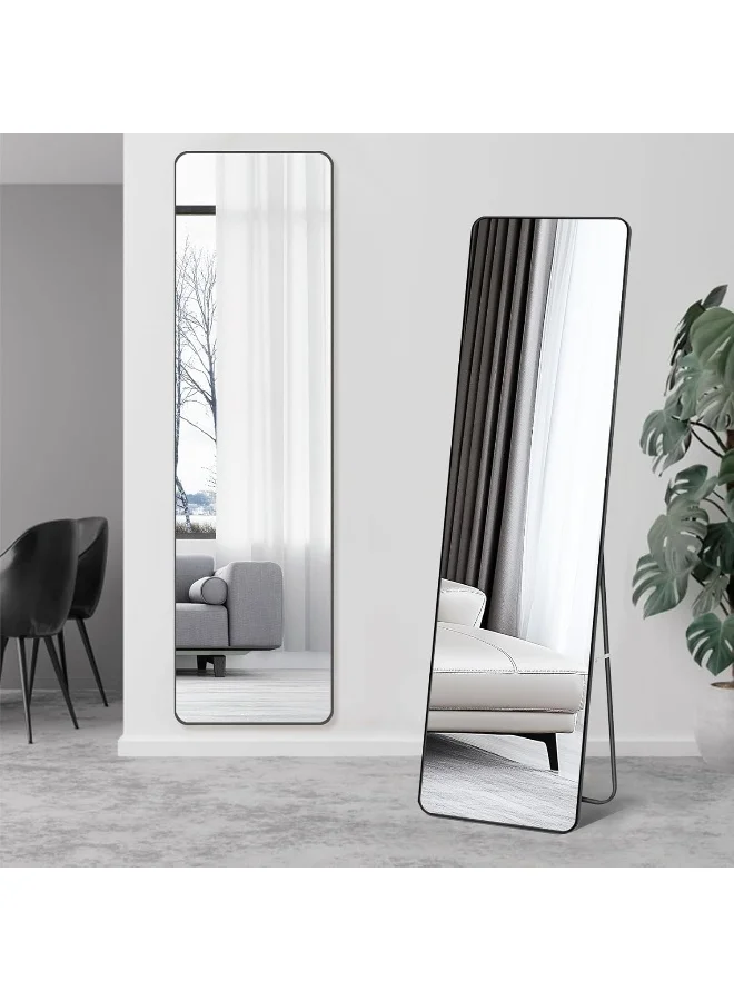SKY-TOUCH Full Length Floor Mirror with Aluminum Alloy Frame (Black, 155 x 45 cm) uq5do