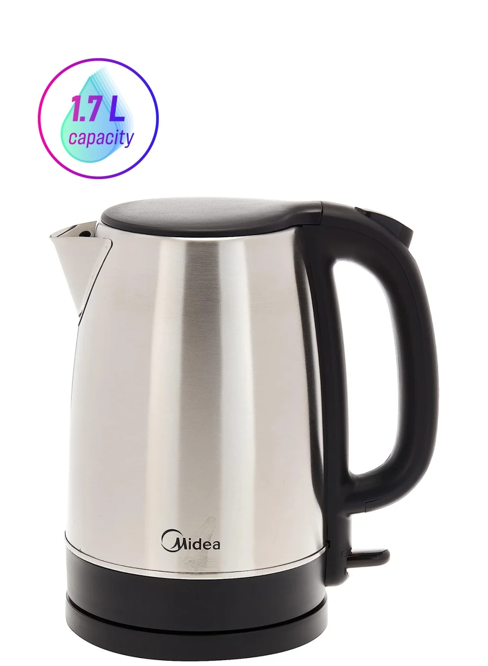 Midea Stainless Steel Electric Kettle Cordless 360-Degree Swivel Base (Silver, 1.7 L) 4qfze
