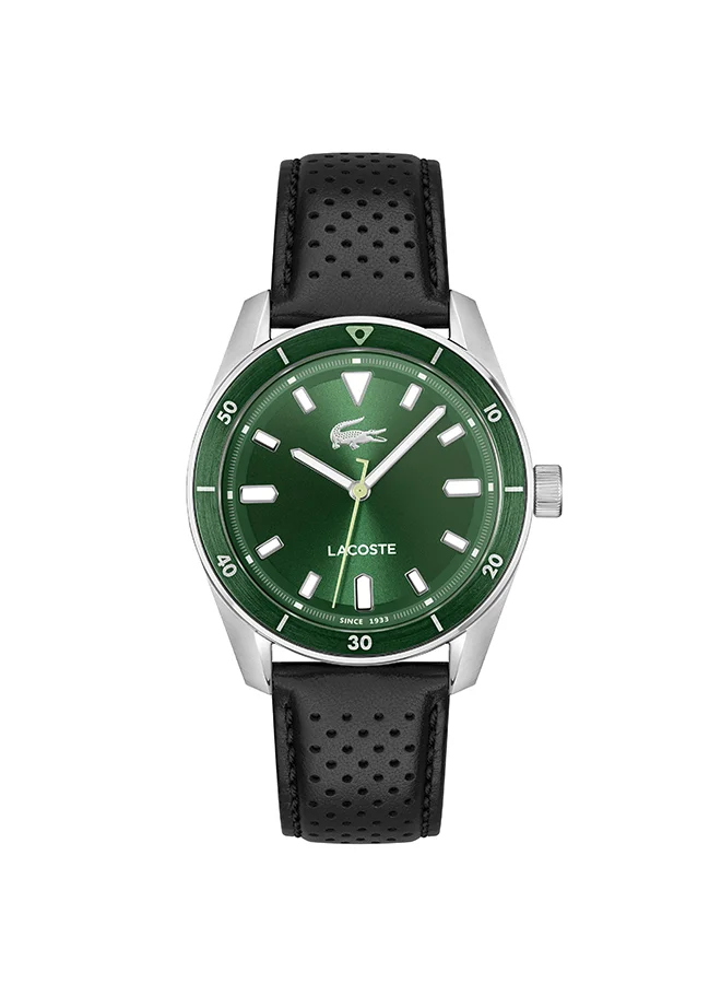 Premium Round Analog Men's Watch with Leather Strap (Green Case, 42mm) ouin6