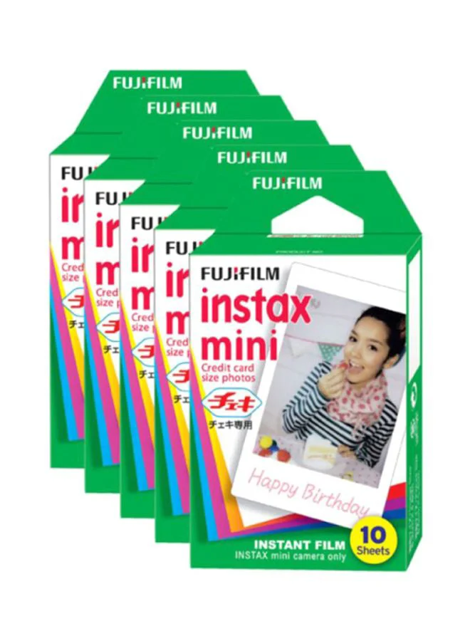 Premium Instant Camera Film Pack (50 Sheets Total, 5 x 10 Pack) Compatible with Mini Instant Cameras White ksjlo