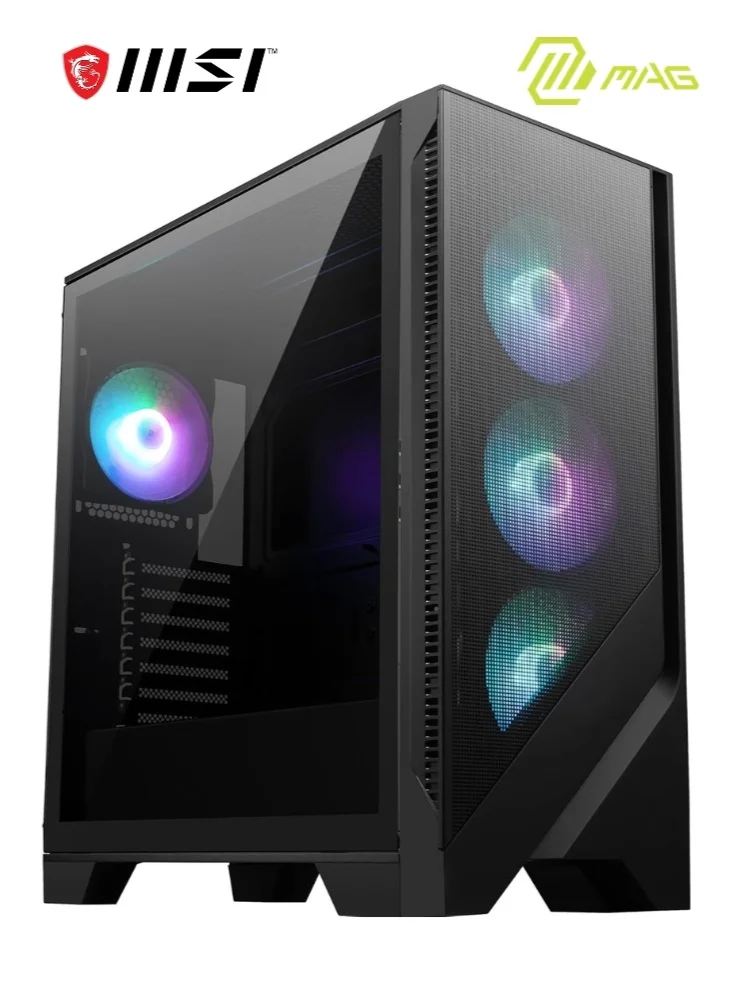 Premium Mid Tower ATX Computer Case with Mesh Panel and 4 Pre-Installed Fans (Black, 47.2 x 21 x 49.8 cm) 55e8i
