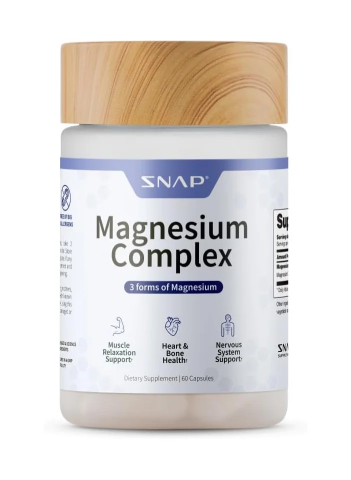 SNAP SUPPLEMENTS Magnesium Complex Triple Blend for Muscle and Bone Support (60 Capsules) 8xzvt