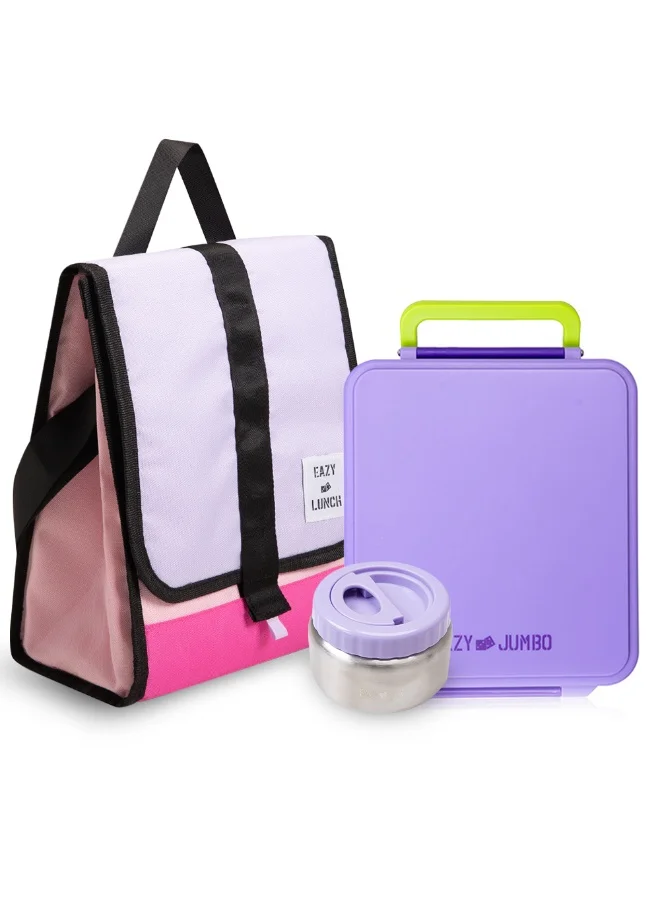 Eazy Kids Insulated Lunch Bag with Jumbo Bento Box (Purple, 1 Piece) cdhm7
