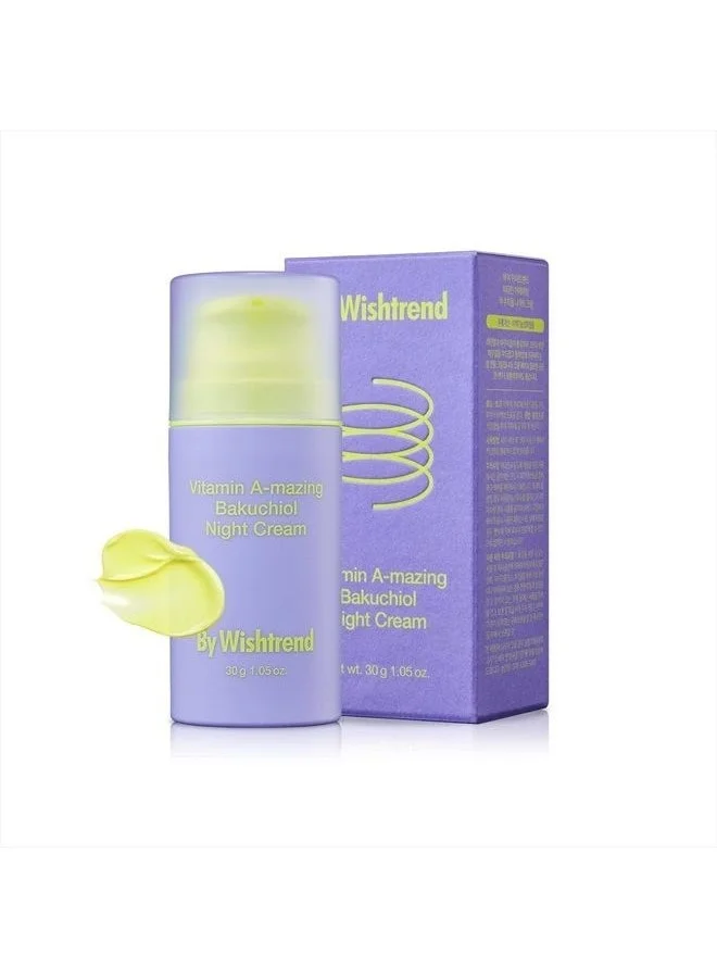 Wishtrend Vitamin A-mazing Bakuchiol Night Cream Premium Retinal Moisturizer for Mature Skin (30g) 3619k