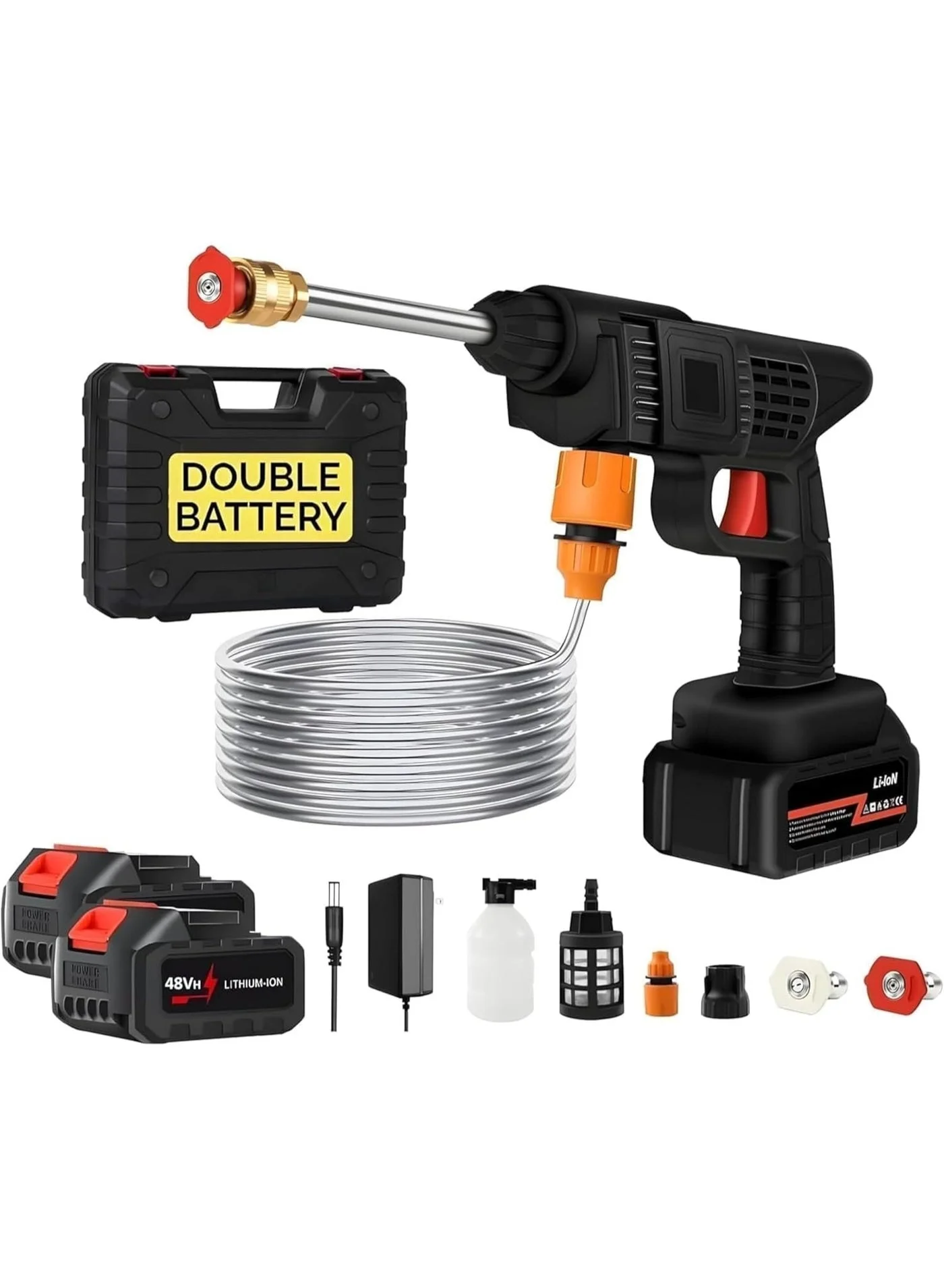 UBEdge Cordless High Pressure Washer Gun (48V, Portable Electric Water Sprayer with 2 Batteries and Multi-Spray Nozzles for Car and Garden Cleaning) 9jd0i