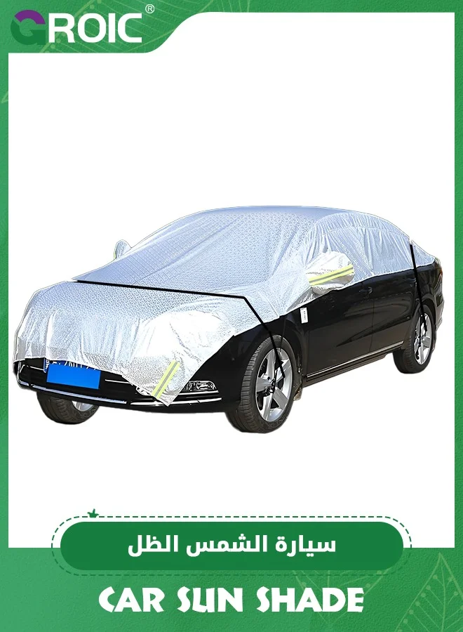 GROIC Half Car Cover All Weather Waterproof UV Resistant Shield for Windshield and Roof (Universal Fit) ac7lq