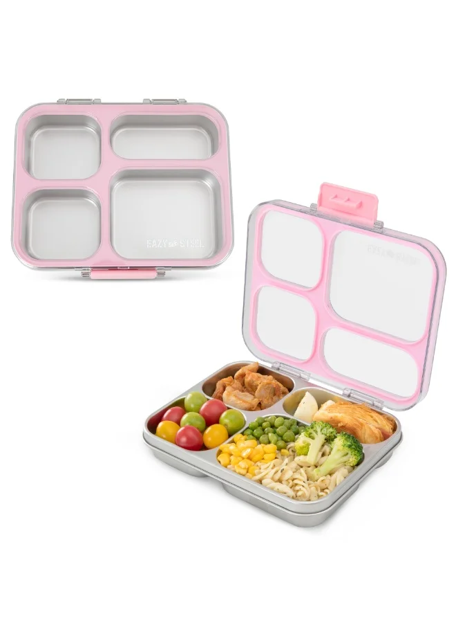 Eazy Kids Stainless Steel Bento Lunch Box with Tritan Lid (Pink, 1 Piece) zh0av