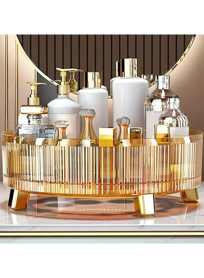ORiTi 360 Rotating Makeup Organizer Premium Acrylic Cosmetic Storage Display Case for Vanity and Bathroom (Clear, 30 cm) dp0h0