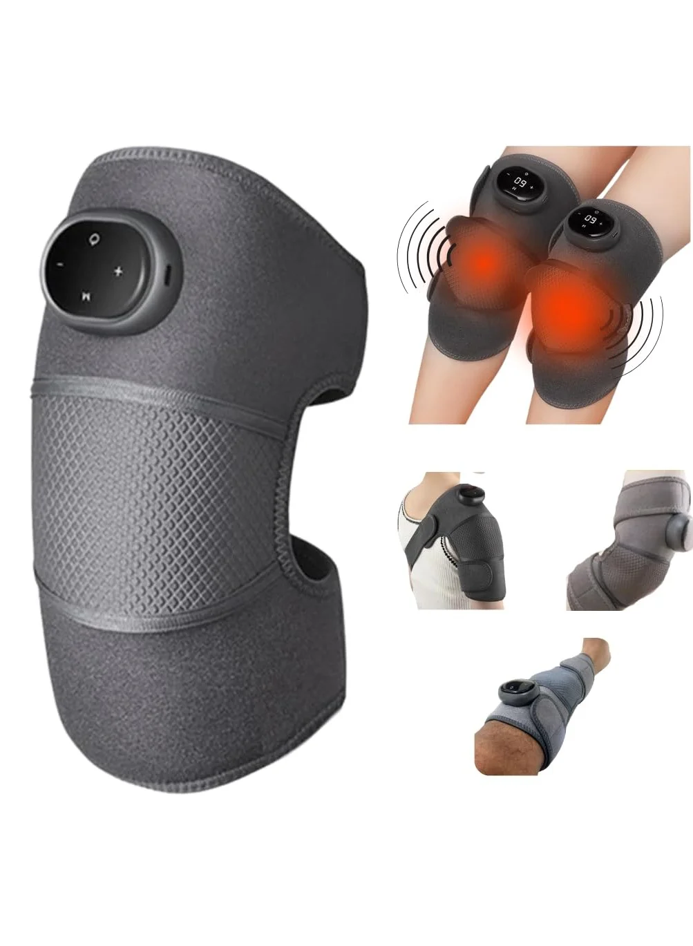 DubaiGallery Heated Knee Massager Brace with Vibration and Heat Therapy (Adjustable, One Size) sjkvf
