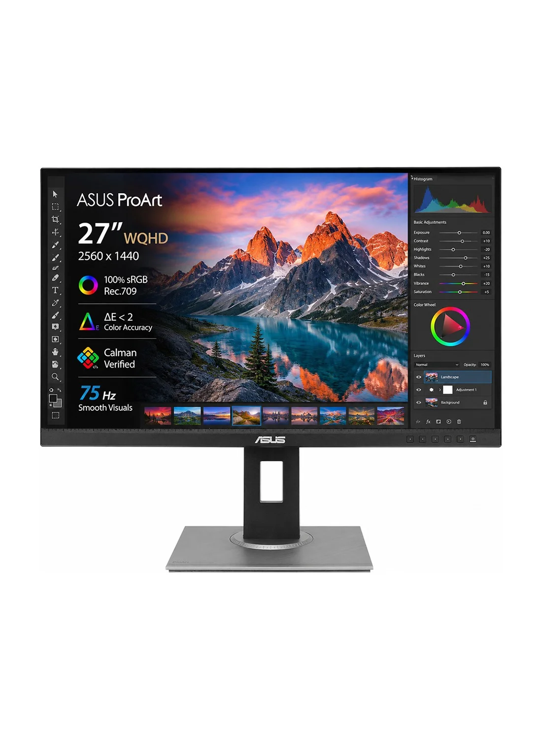 Professional 27-inch WQHD IPS Monitor (2560 x 1440) High-Precision Color Accuracy Display for Creative Design (Black, 27 inch) ogcu9