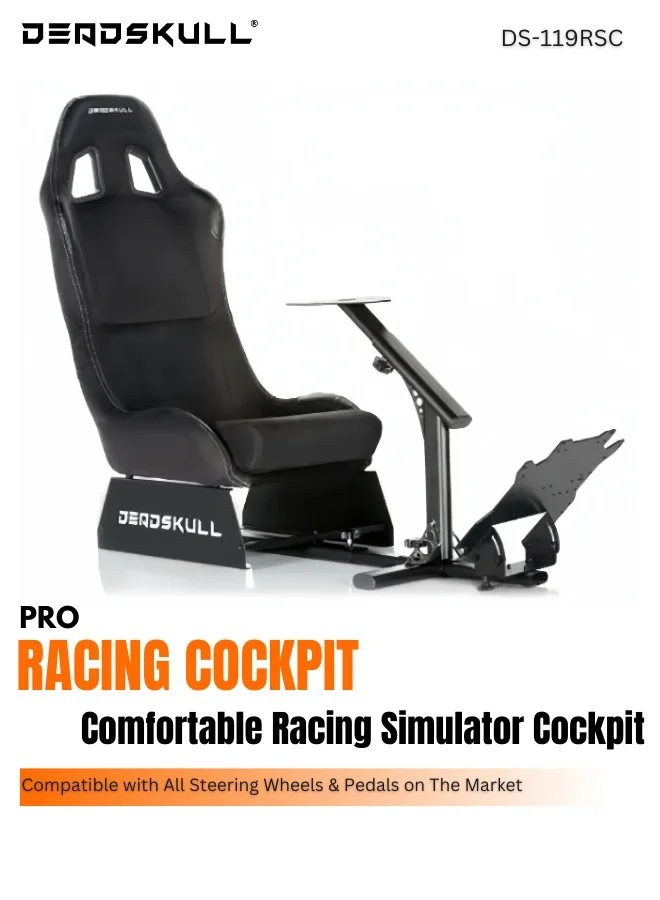 DEADSKULL Racing Gaming Seat Ergonomic Professional Simulator Chair (Black, Adult) m3a4t