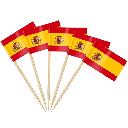 AhfuLife Spain Toothpick Flags Decorative Food Picks for Party Events (100 Pieces) fzjru