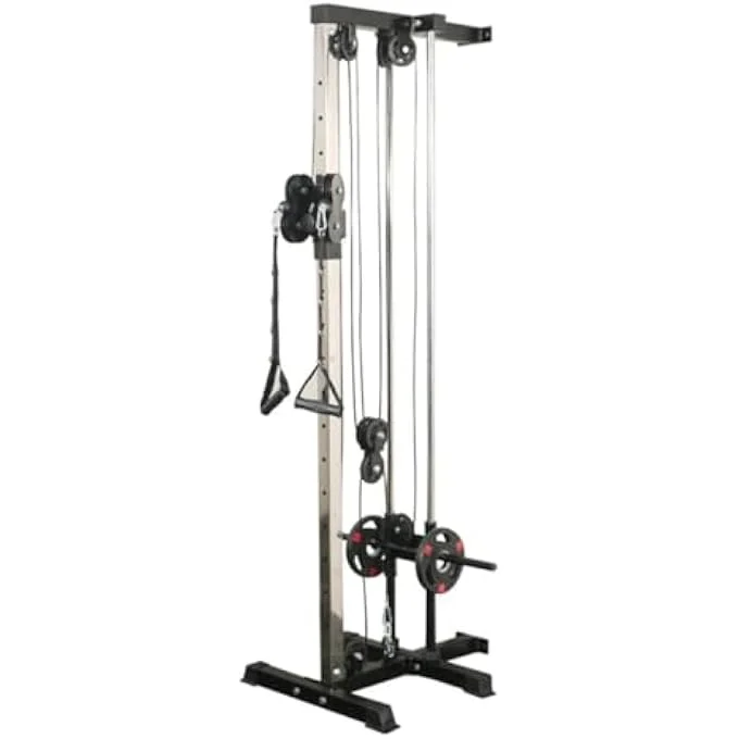 Rayihni Wall Mounted Lat Pulley System Cable Machine for Home Gym Strength Training (Black, 2.5cm & 5cm Plate Compatible) 7dyyg