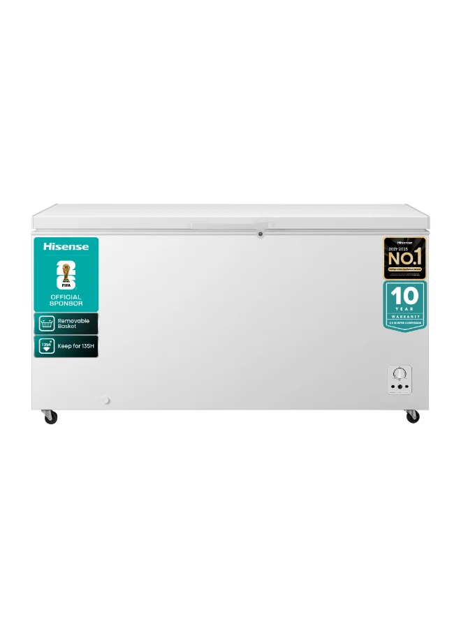 Premium Chest Freezer 500L Net Capacity with LED Lighting and Mechanical Temperature Control (White, 500L) zyze4