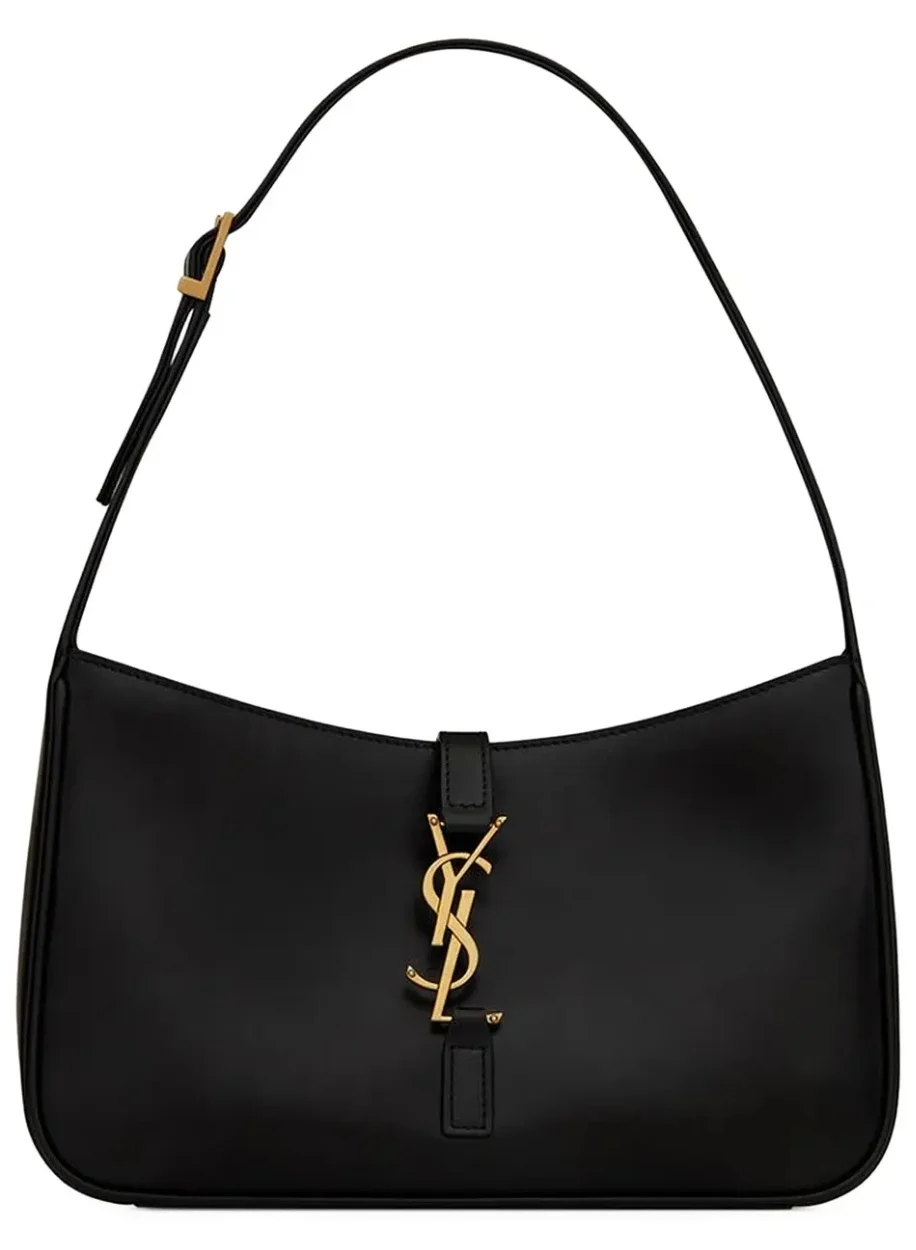 Premium Leather Hobo Shoulder Bag with Signature Hook Closure (Black, Medium) pmko7