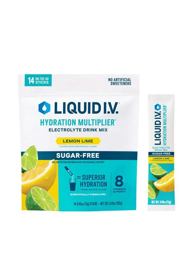 Hydration Multiplier Electrolyte Powder Drink Mix Lemon Lime (Sugar-Free, 14 Servings) wudf7