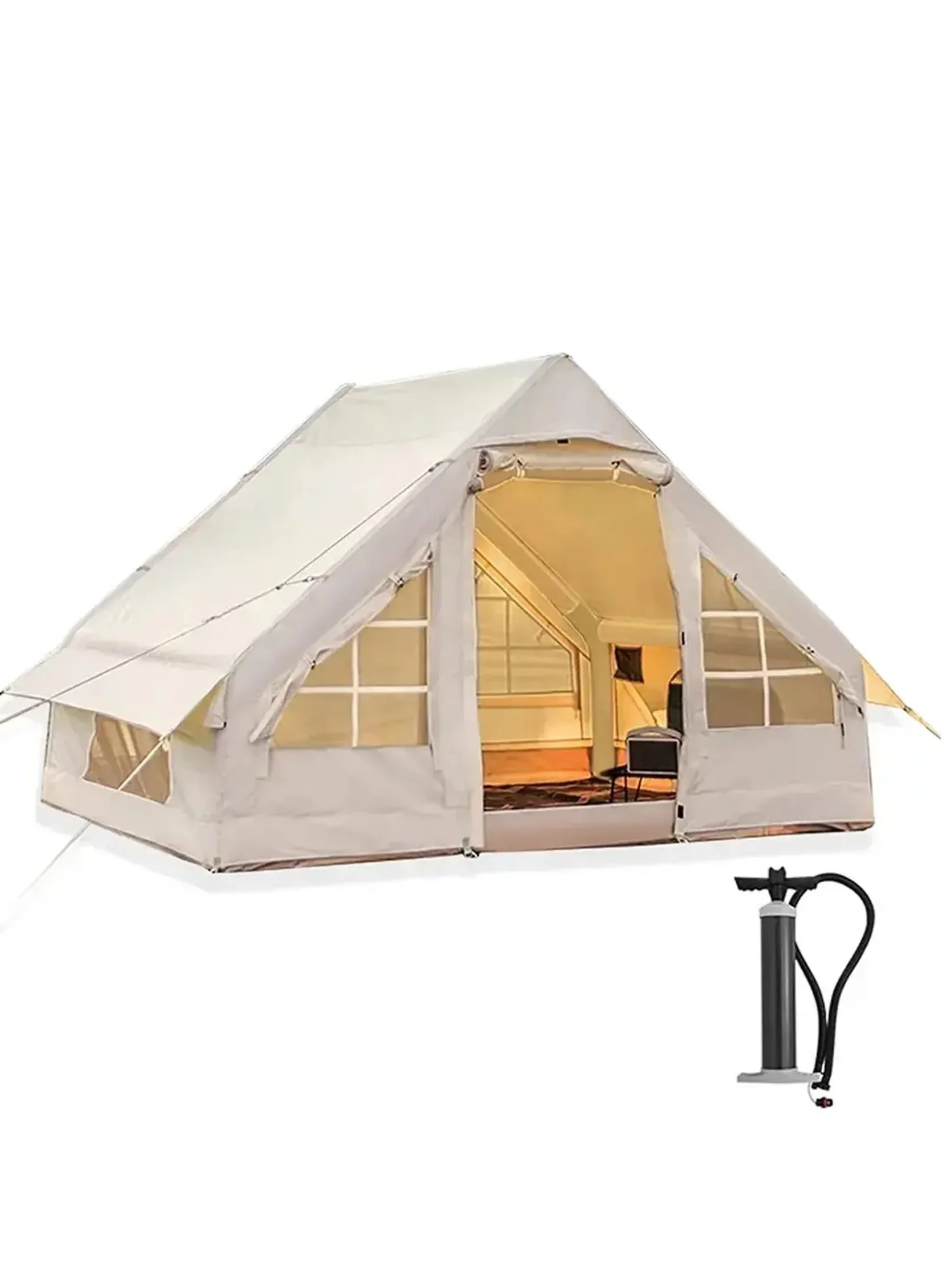 Cyber Inflatable Camping Tent for 4-8 People Premium Waterproof Glamping Cabin with Pump and Mesh Windows (Large) ys5np
