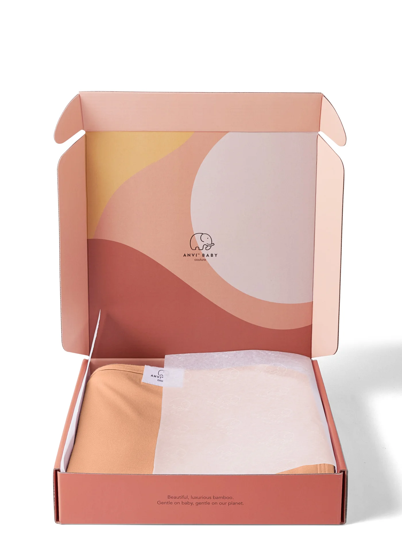 Anvi Baby Stretchy Bamboo Spandex Swaddle and Hat Set (Peach, 120cm x 120cm) uzj4i