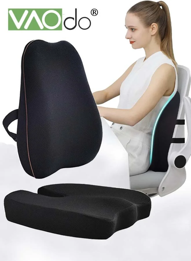 VAOdo Lumbar Support Pillow Ergonomic Memory Foam Back Cushion for Office Chair and Car Seat (Solid, 45 cm x 40 cm) za8uf