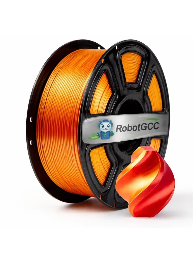 Robotgcc Silk PLA 3D Printer Filament Dual Color Metallic Gradient (Red Gold, 1.75mm, 1kg) ratj5