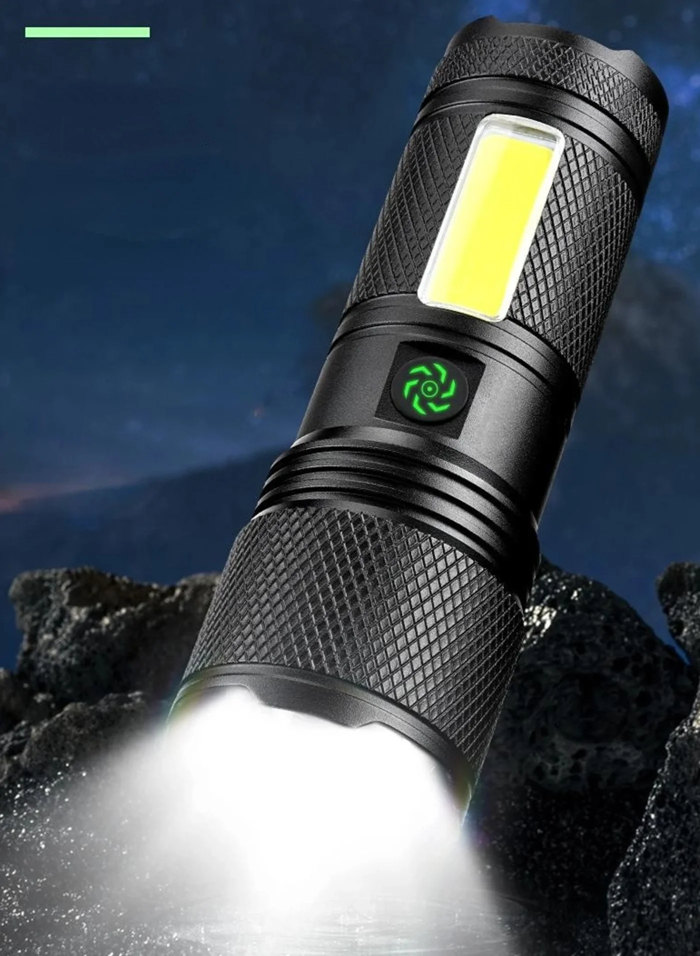 BEILINGDUN Camping Flashlight, 9-Mode Zoomable LED Torch, 30W High-Power Rechargeable Light with Magnetic Base (5000mAh) qutb9