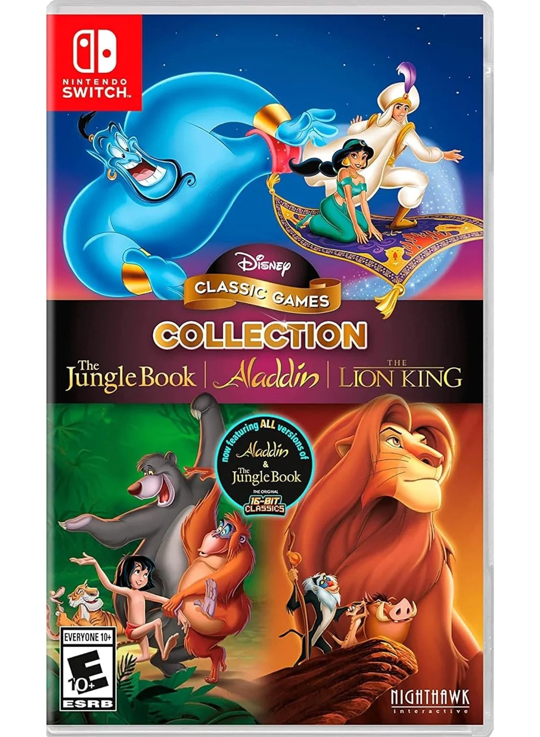 Nighthawk Interactive Cartoon Classic Games Collection The Jungle Book Aladdin and The Lion King for Handheld Gaming Console (1 Player) 4wj9v