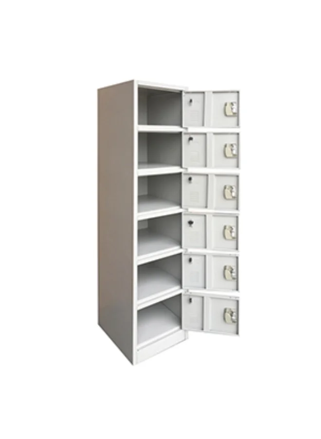 Navar Furniture Six Tier Steel Locker Storage Cabinet (Grey, 183x45x40cm) yl1pg