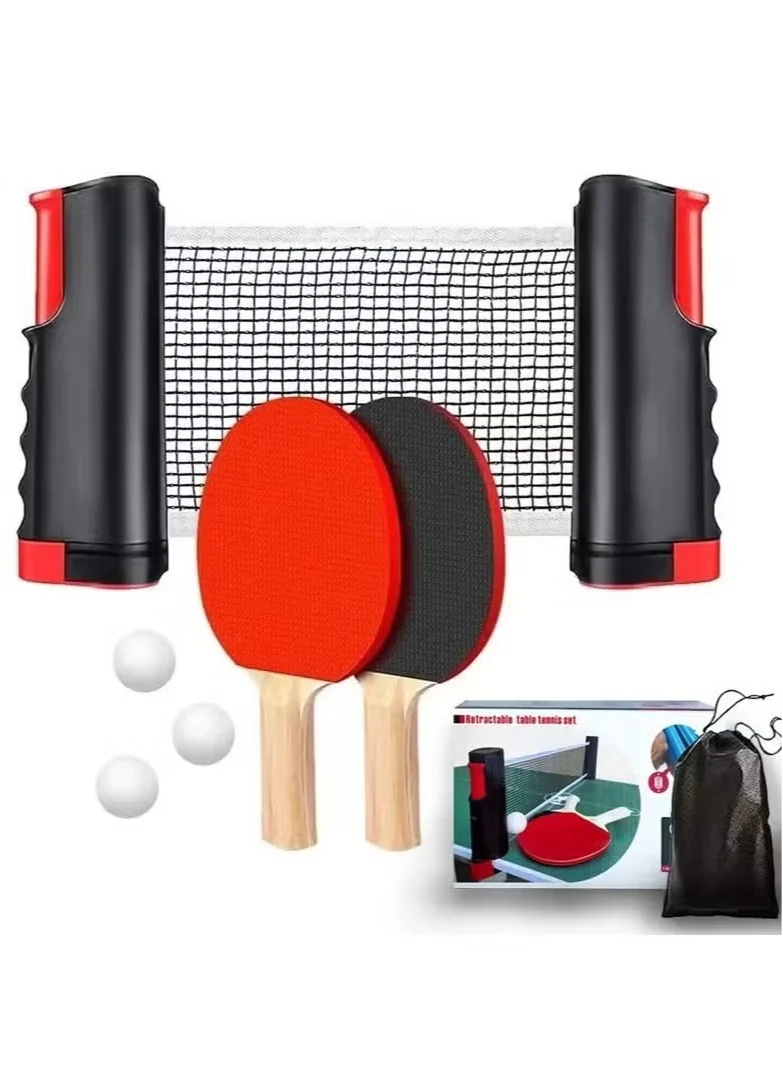 XiuWoo Portable Table Tennis Set with Retractable Net, 2 Paddles, 3 Balls, and Carry Bag (Indoor Outdoor Sport Kit) rft6w