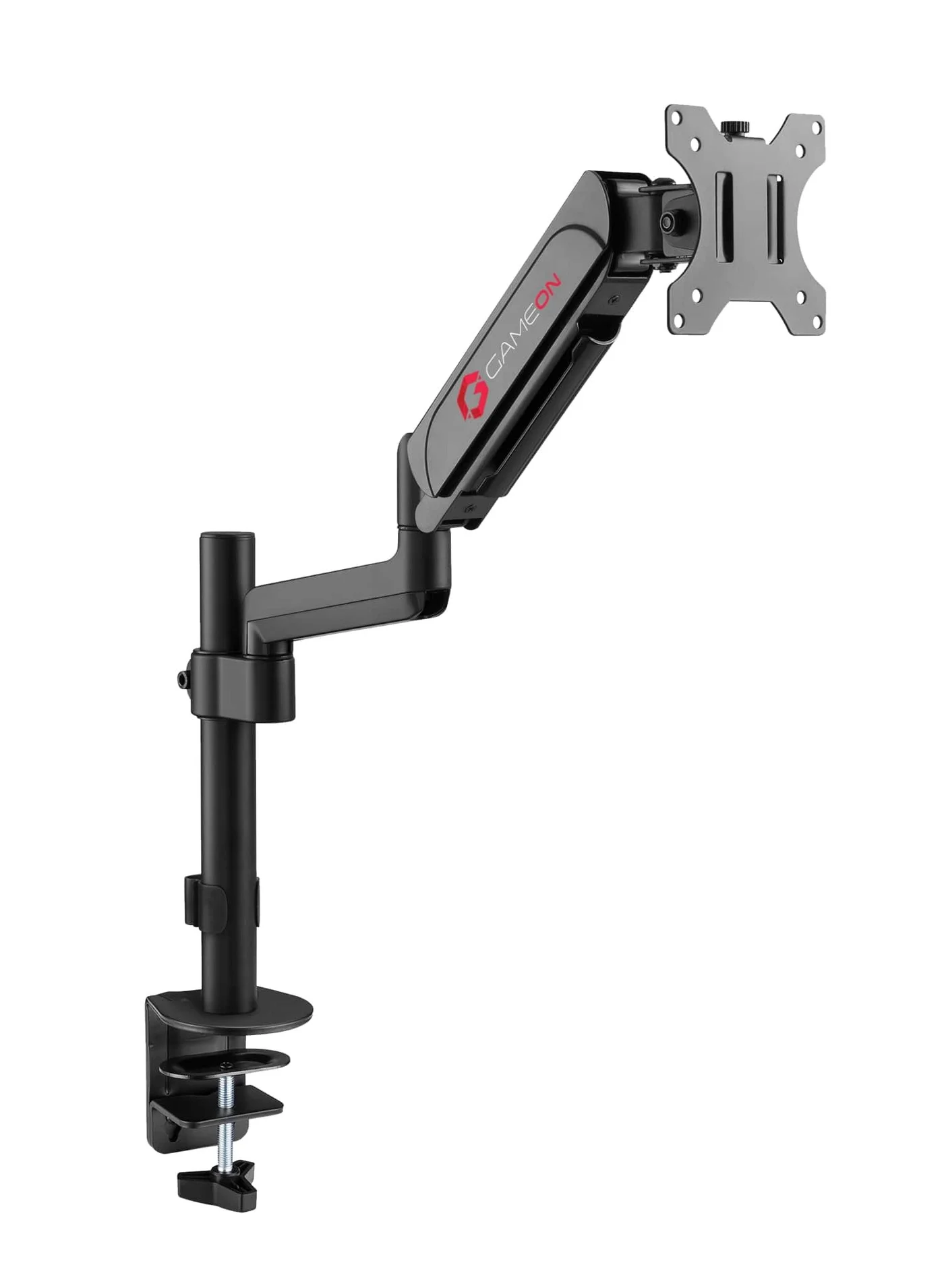 GAMEON Pole Mounted Gas Spring Single Monitor Arm Stand Premium Ergonomic Mount for 17 to 32 inch Screens (Black, 9 kg Capacity) t03g7