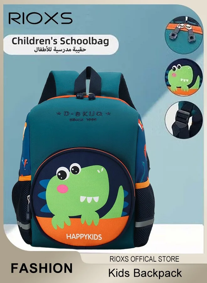 RIOXS Kids Backpack Dinosaur Pattern Waterproof School Bag with Adjustable Padded Straps for Boys and Girls (27x13x33cm) 2f6be