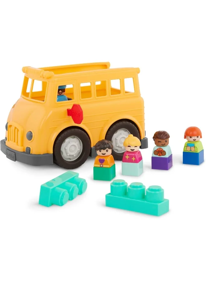 BATTAT Toy School Bus Building Set with 5 Figures (Educational Construction Vehicle for Toddlers) yf13m