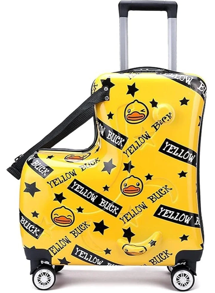 BLOOMING TIME Kids Ride-On Travel Trolley Suitcase (Yellow, 45 cm) av80d