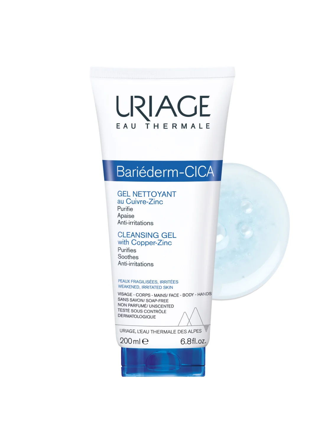 Uriage Bariederm Cica Cleansing Gel with Copper and Zinc for Irritated Skin (200 mL) fcfql