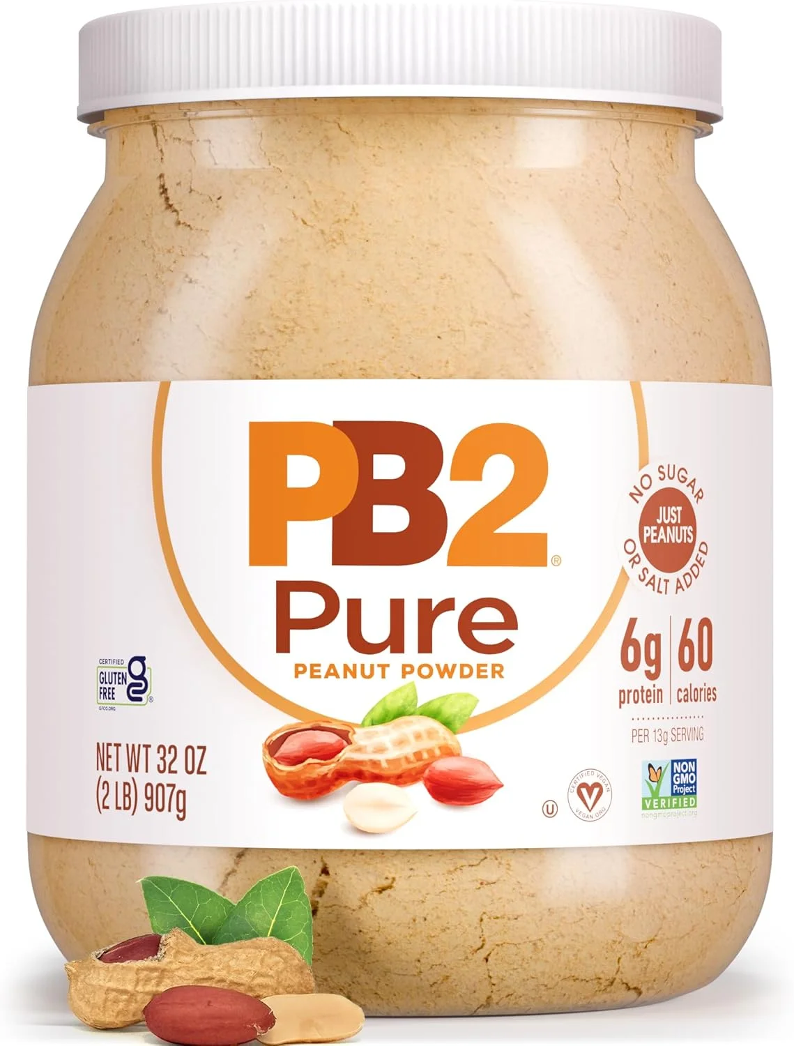 PB2 Pure Peanut Butter Powder (Natural Roasted Peanuts, Gluten-Free, 907g) vohaa