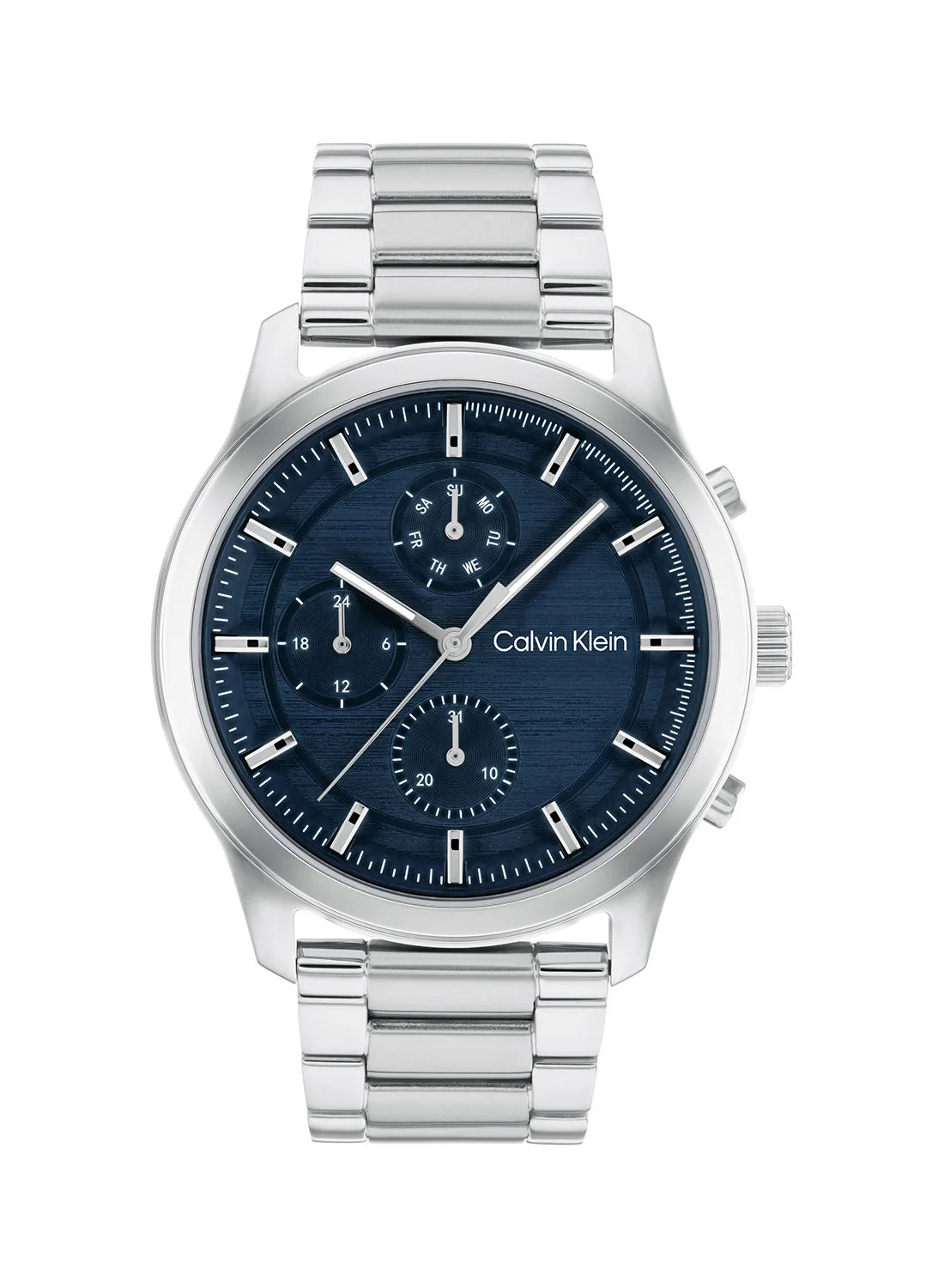 Premium Sport Multi-Function Analog Wrist Watch Stainless Steel Band for Men (Silver, 42mm) ot05b