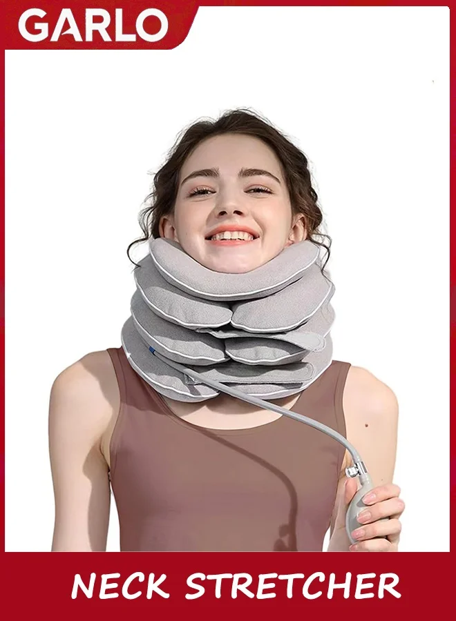 Garlo Cervical Neck Traction Device and Support Brace (Adjustable Inflatable Decompression Tool for Home Use) 8bx5k