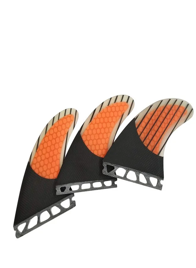 UP SURF Surfboard Tri Fins Honeycomb Carbon Fiberglass Set (Orange, G7) 62ooi