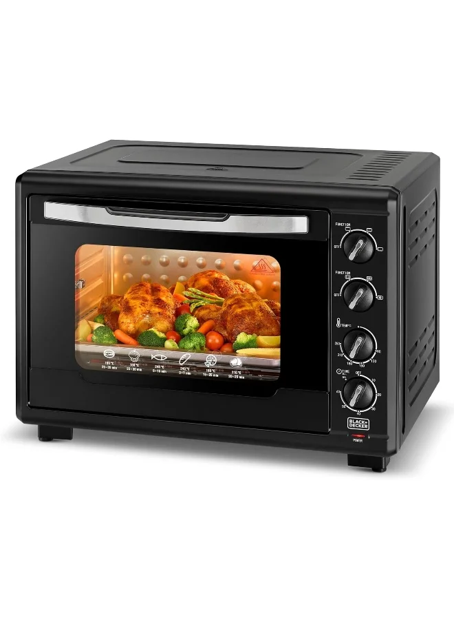 Black+Decker Countertop Toaster Oven with Double Grill and Stainless Steel Interior (Black, 55 L) xqkwn