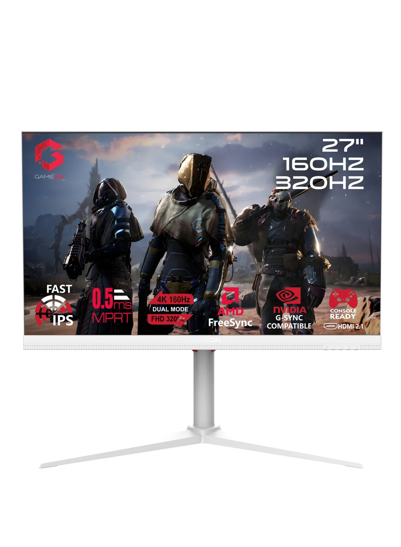 GAMEON 27-Inch FHD Gaming Monitor, Fast IPS Panel, 320Hz Refresh Rate, 0.5ms Response Time, HDMI 2.1, Compatible with Console Gaming (White, 27-Inch) 3155d